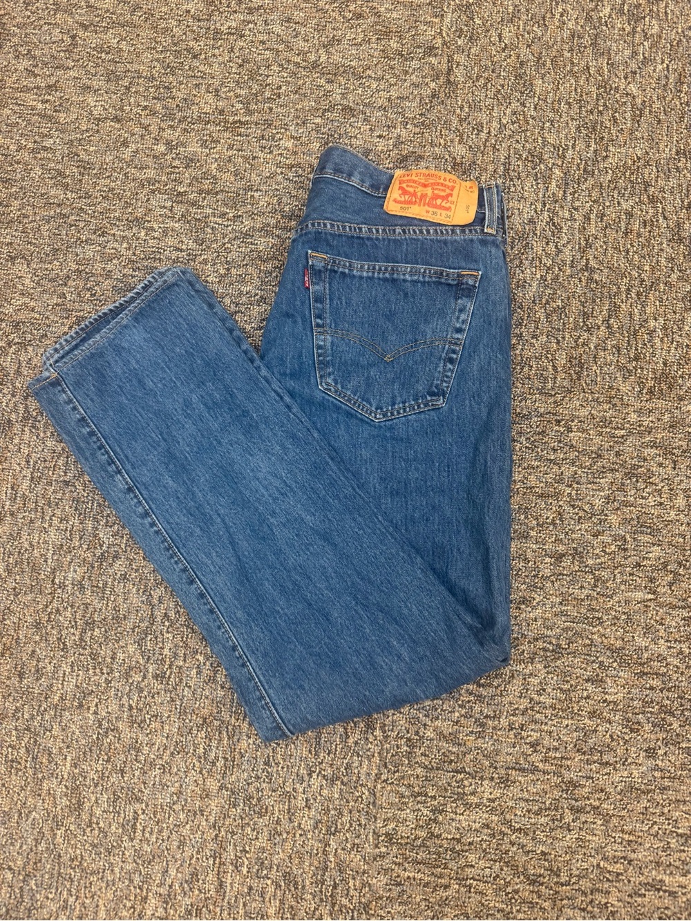 Levi's 501 Button Fly Blue Straight-Leg Men’s Jeans 36X34 Medium Wash - Picture 11 of 11